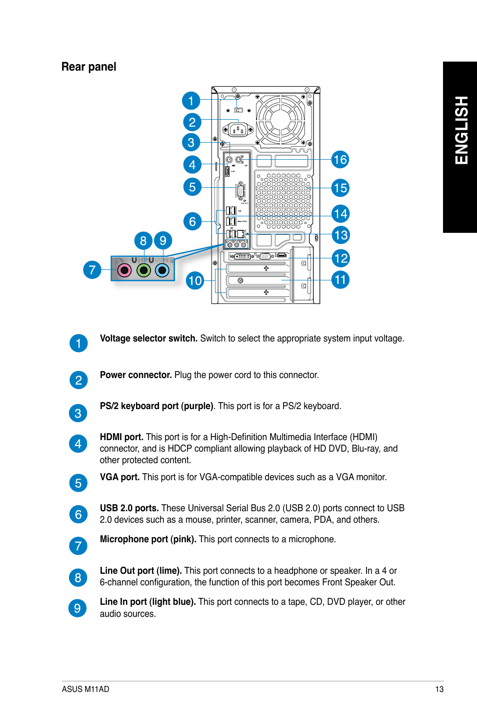 En gl is h en gl is h | Asus M11AD User Manual | Page 13 / 87