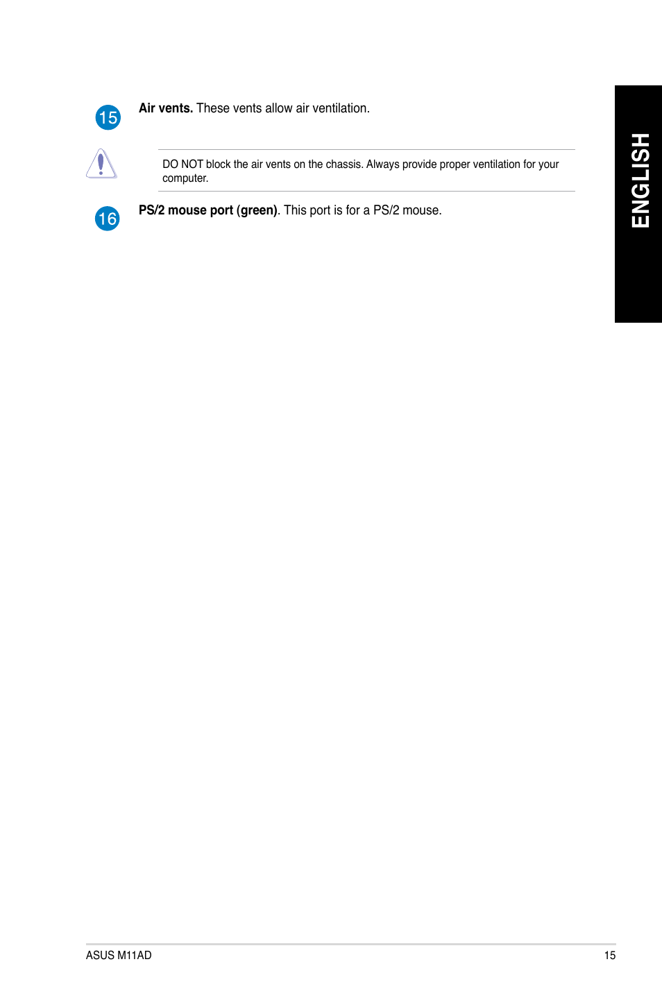 En gl is h en gl is h | Asus M11AD User Manual | Page 15 / 87