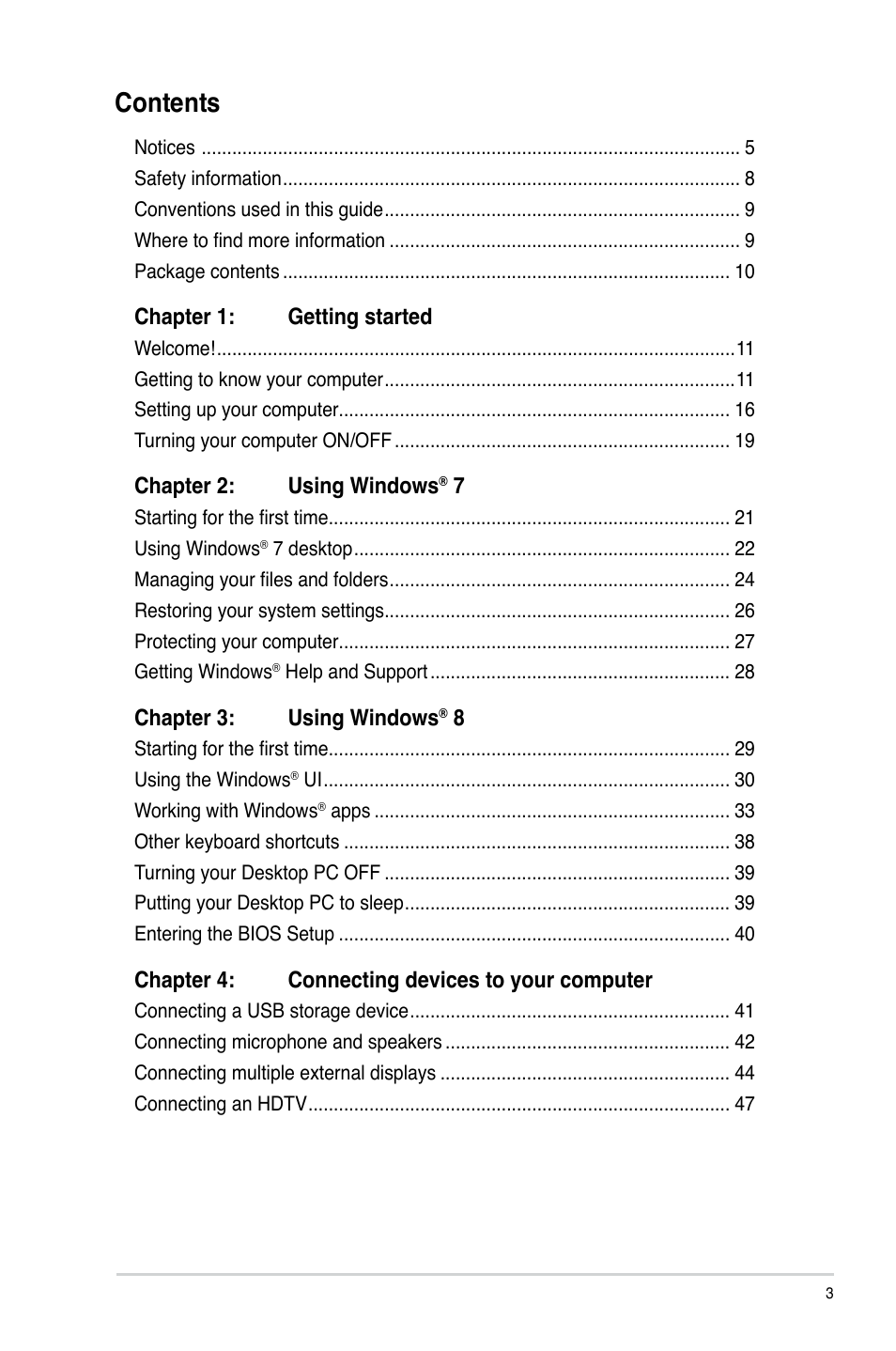 Asus M11AD User Manual | Page 3 / 87