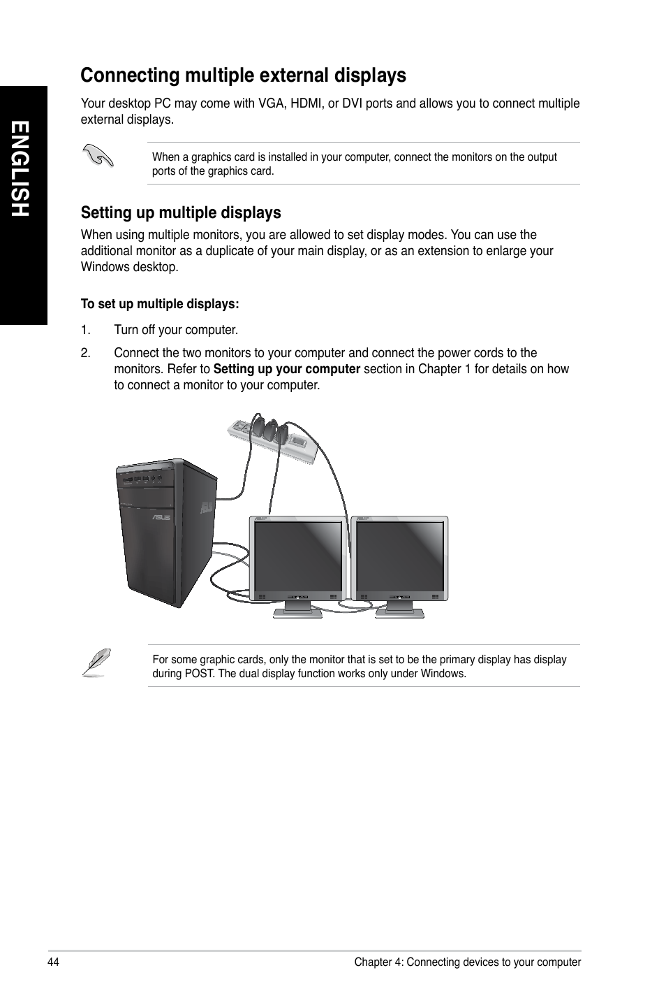 Connecting multiple external displays, En gl is h en gl is h en gl is h en gl is h | Asus M11AD User Manual | Page 44 / 87