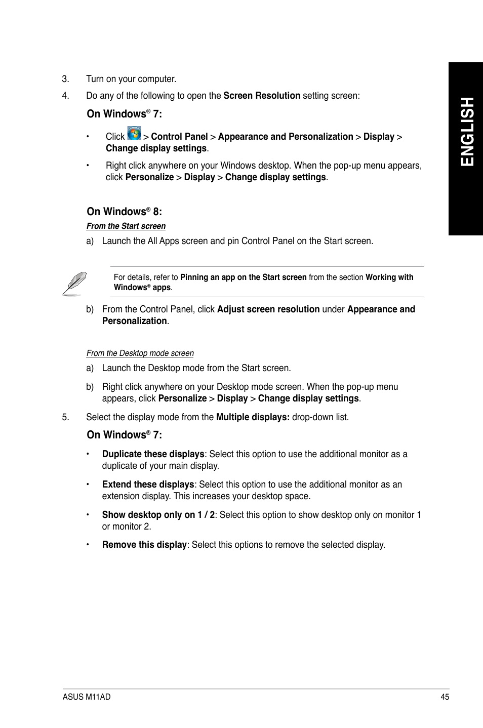 En gl is h en gl is h | Asus M11AD User Manual | Page 45 / 87