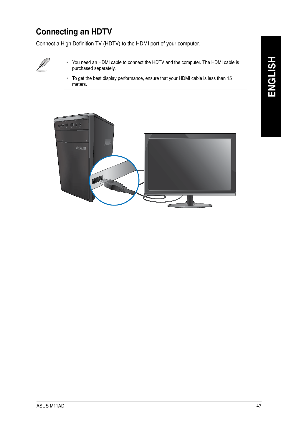 Connecting an hdtv, En gl is h en gl is h | Asus M11AD User Manual | Page 47 / 87