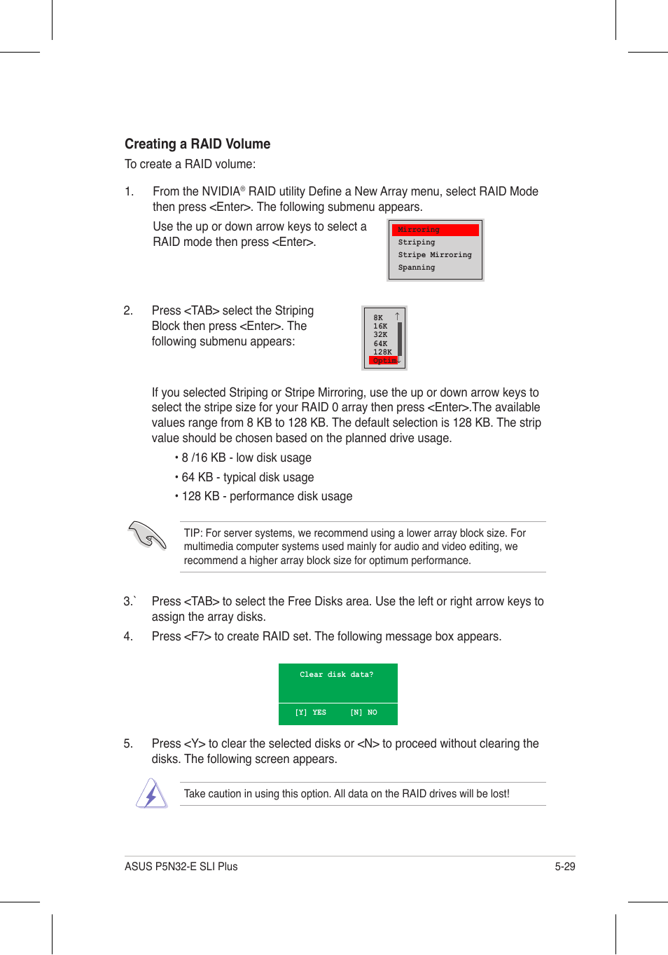 Creating a raid volume | Asus P5N32-E SLI Plus User Manual | Page 145 / 158