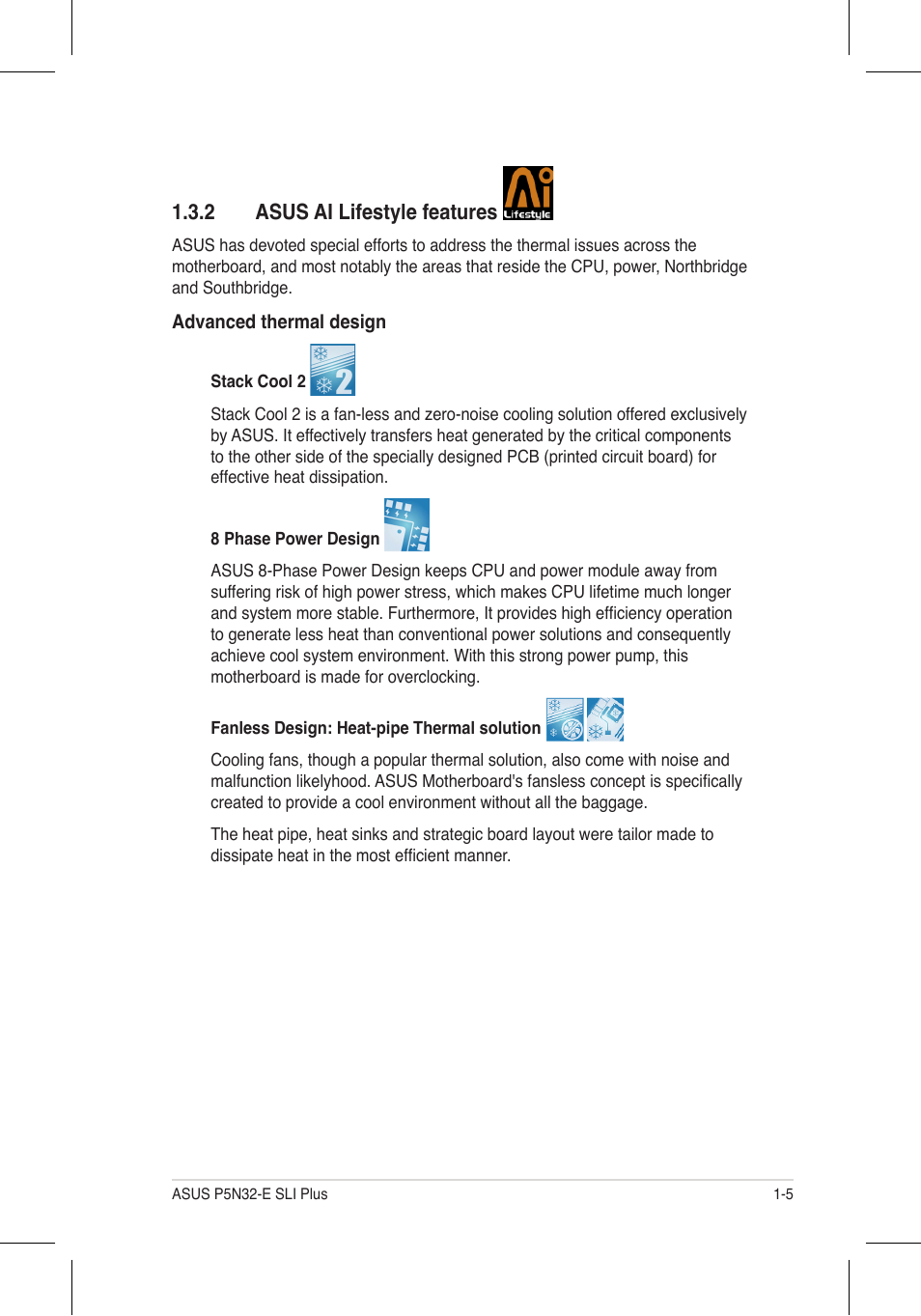 2 asus ai lifestyle features | Asus P5N32-E SLI Plus User Manual | Page 21 / 158