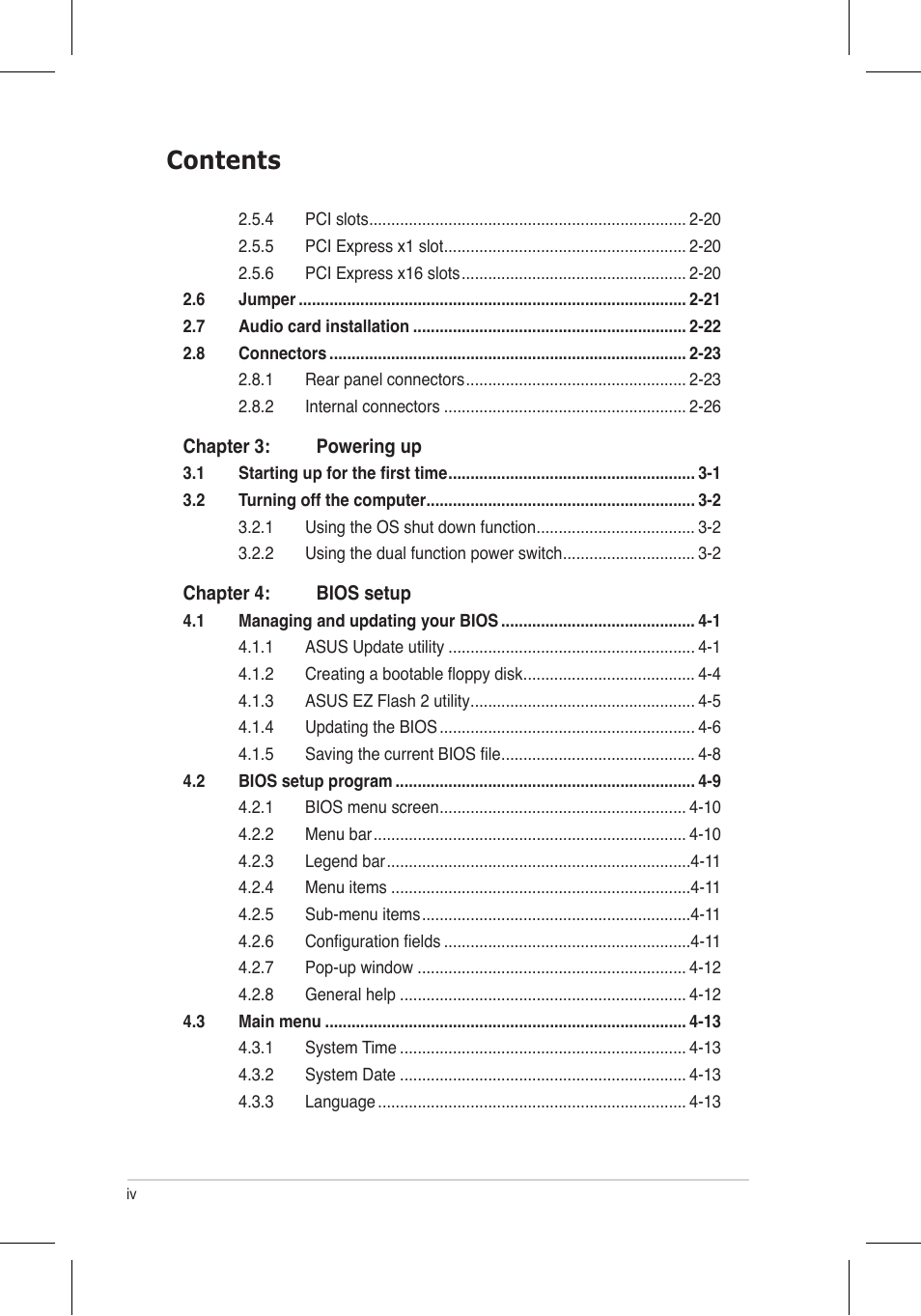 Asus P5N32-E SLI Plus User Manual | Page 4 / 158