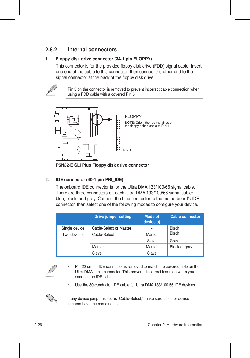 2 internal connectors | Asus P5N32-E SLI Plus User Manual | Page 52 / 158