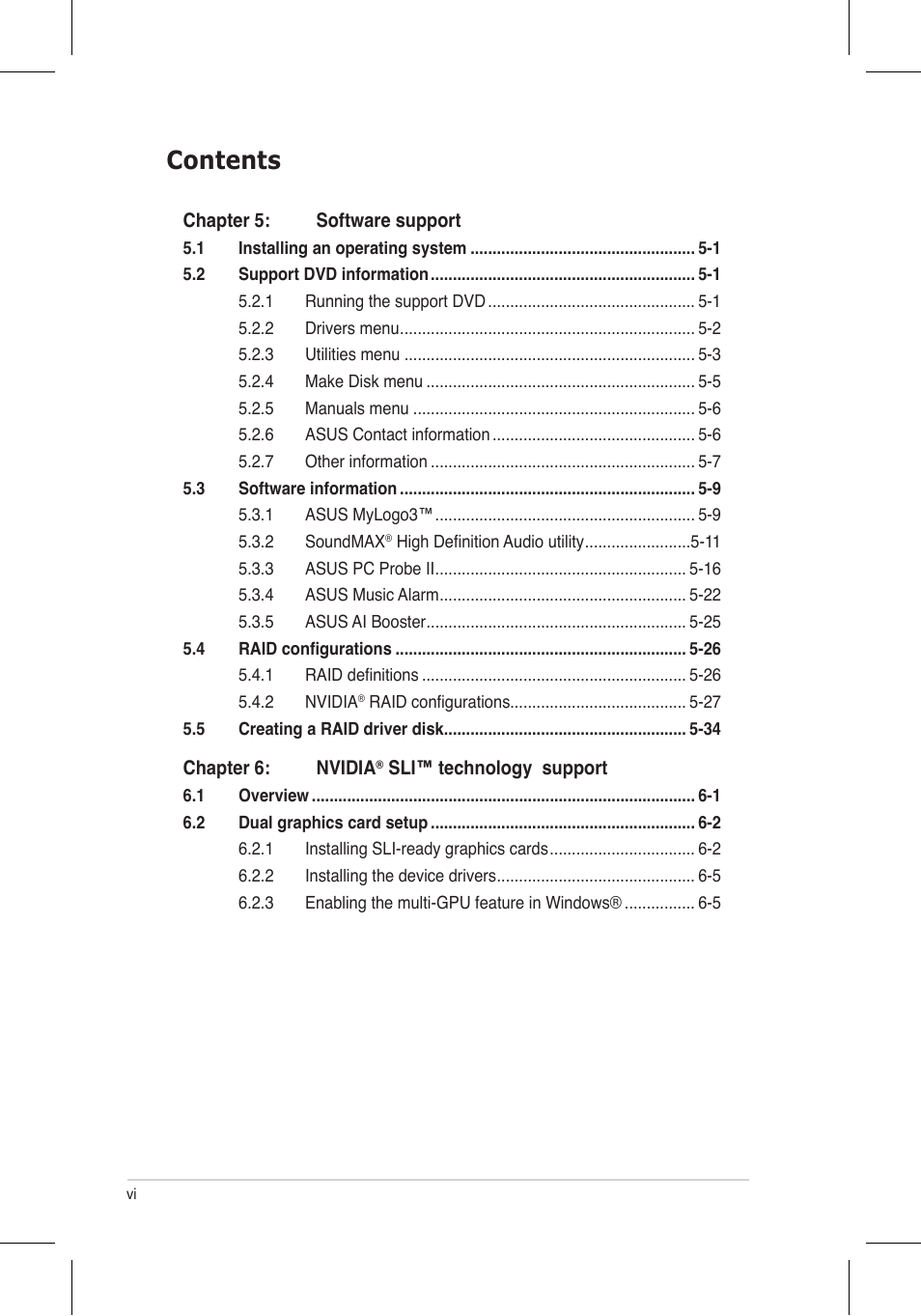 Asus P5N32-E SLI Plus User Manual | Page 6 / 158