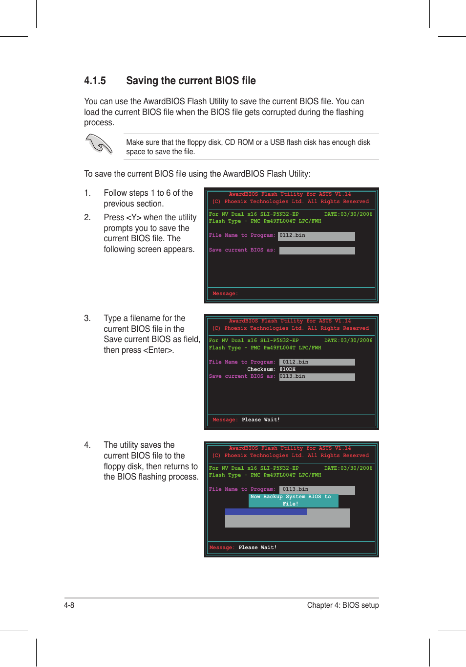 5 saving the current bios file | Asus P5N32-E SLI Plus User Manual | Page 76 / 158