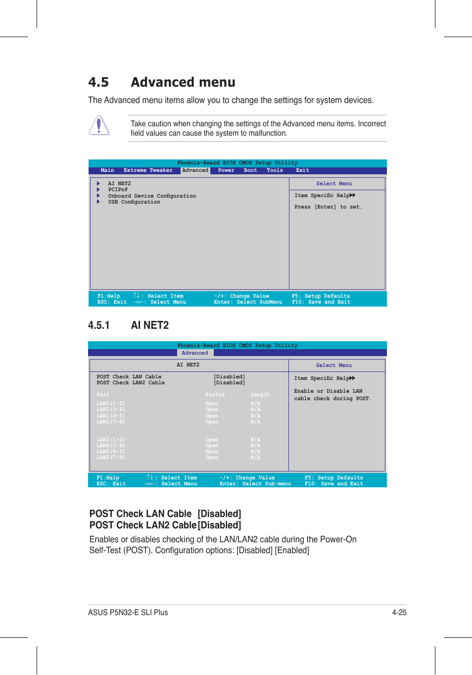 5 advanced menu, 1 ai net2 | Asus P5N32-E SLI Plus User Manual | Page 93 / 158