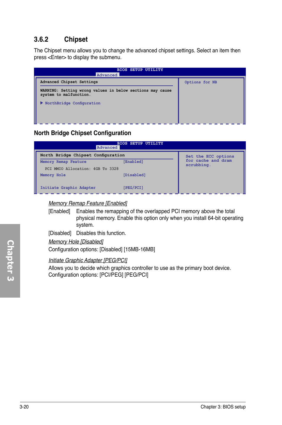 Chapter 3, 2 chipset, North bridge chipset configuration | Asus P5Q PRO TURBO User Manual | Page 80 / 124