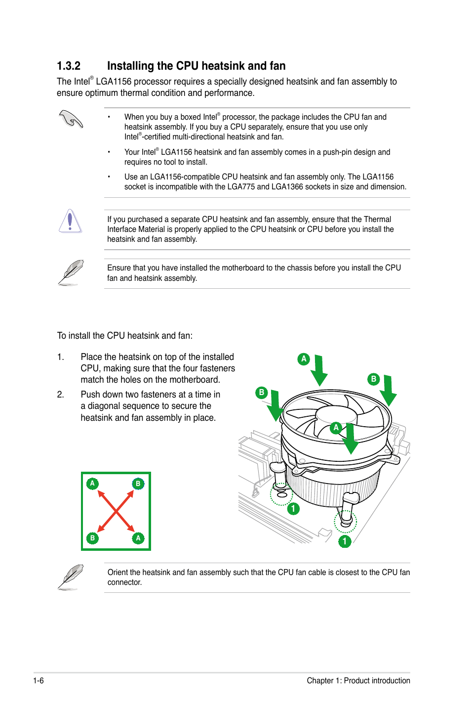 2 installing the cpu heatsink and fan | Asus P7P55D LE User Manual | Page 18 / 68