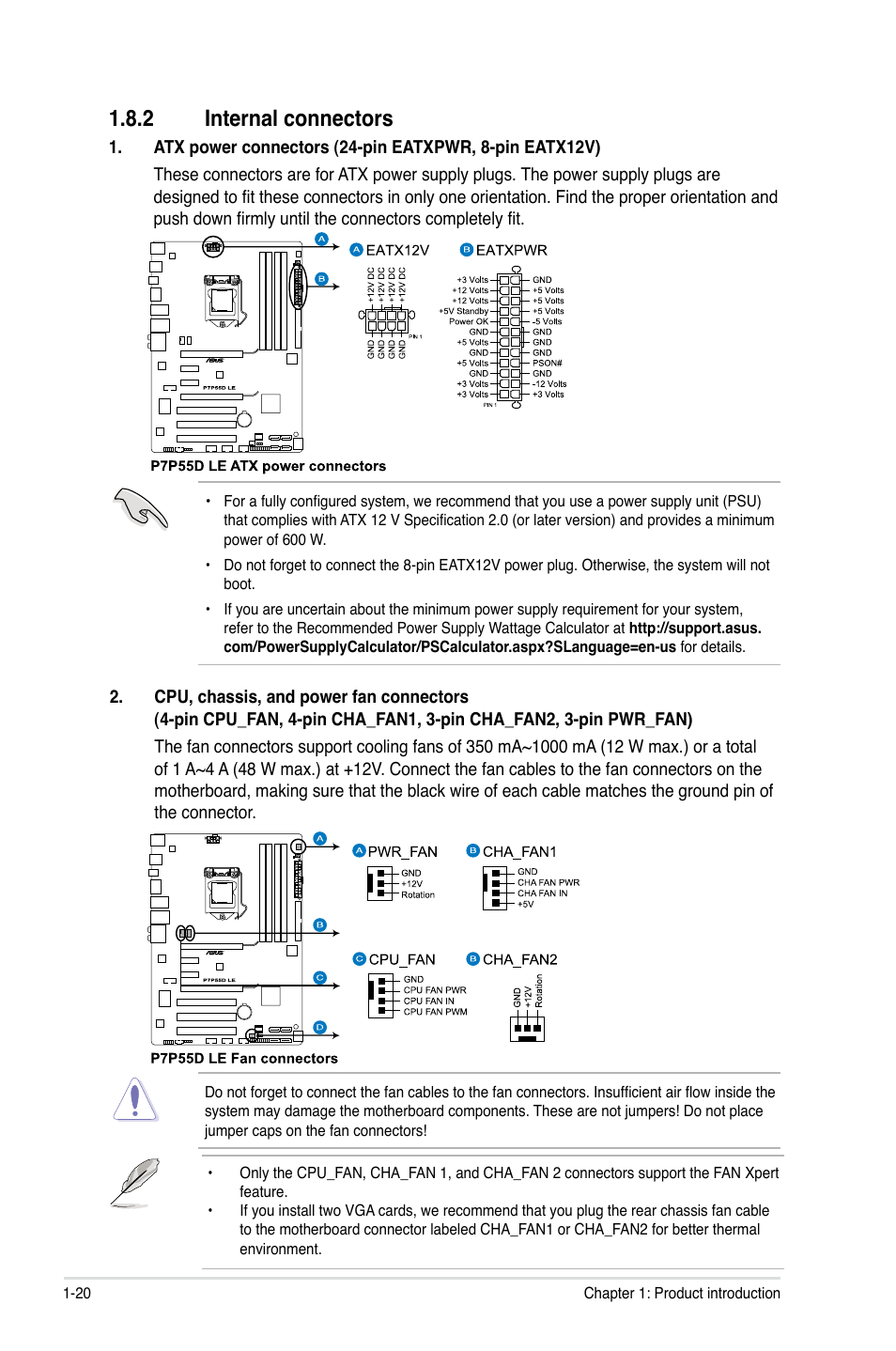 2 internal connectors | Asus P7P55D LE User Manual | Page 32 / 68