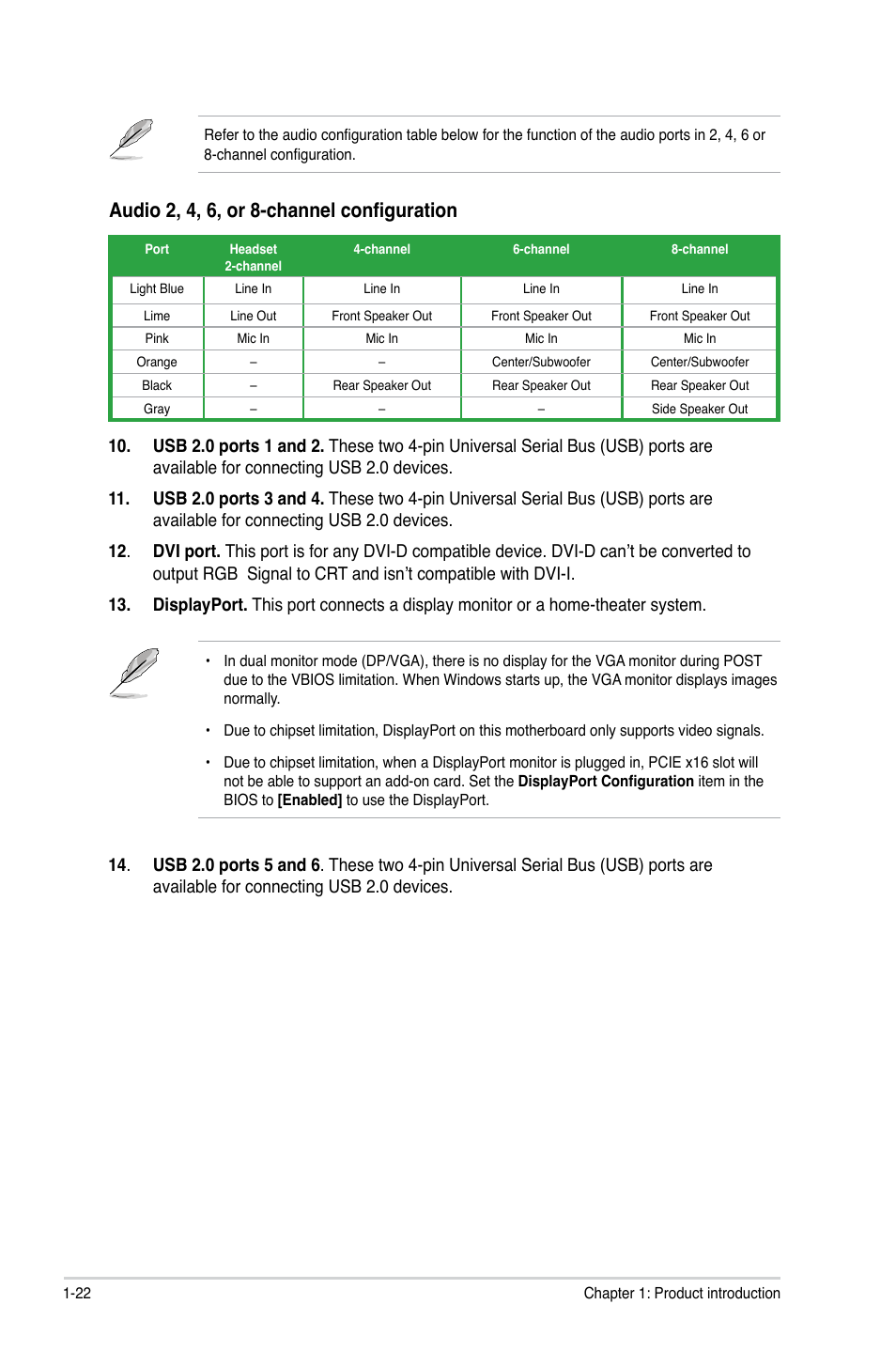 Audio 2, 4, 6, or 8-channel configuration | Asus P5QL-CM User Manual | Page 32 / 60