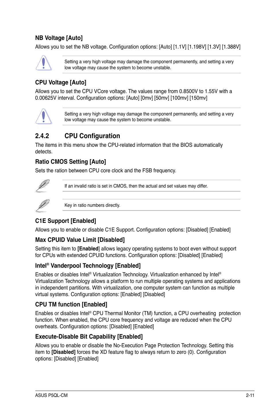 2 cpu configuration | Asus P5QL-CM User Manual | Page 51 / 60