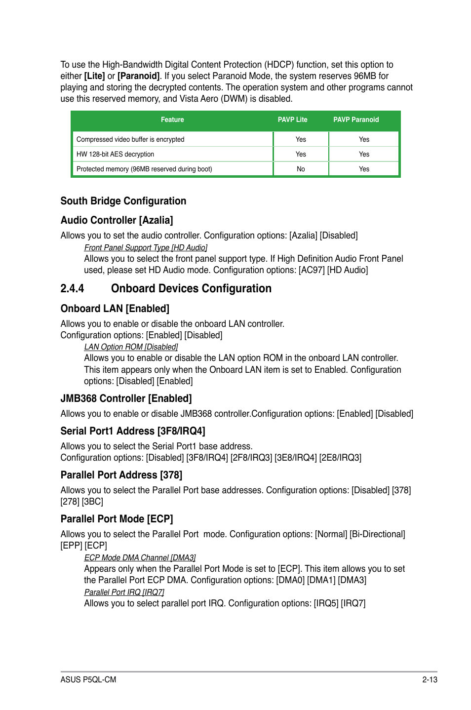 4 onboard devices configuration | Asus P5QL-CM User Manual | Page 53 / 60