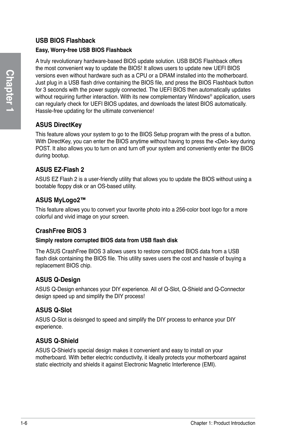 Chapter 1 | Asus A88X-PRO User Manual | Page 18 / 142