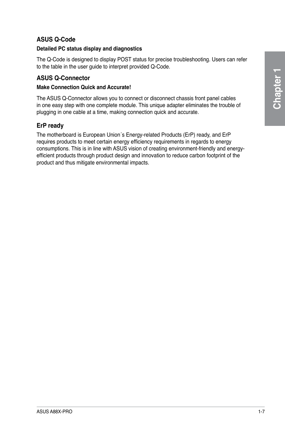 Chapter 1 | Asus A88X-PRO User Manual | Page 19 / 142