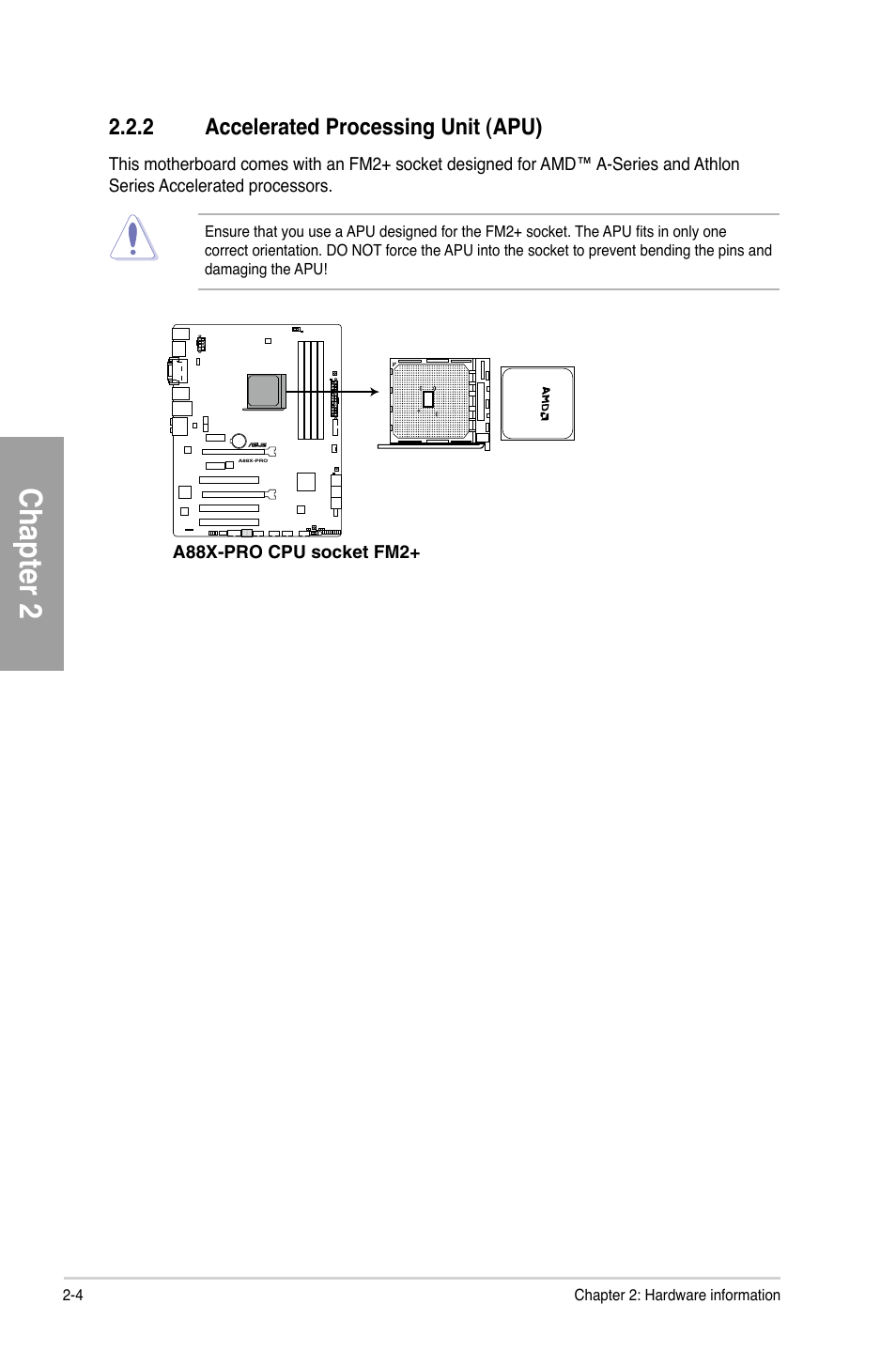 2 accelerated processing unit (apu), Accelerated processing unit (apu) -4, Chapter 2 | Asus A88X-PRO User Manual | Page 24 / 142