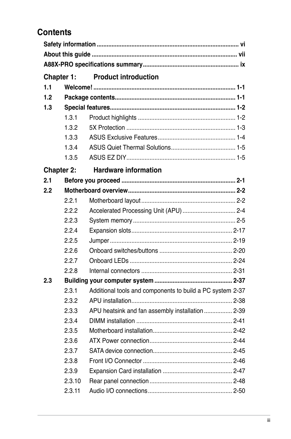 Asus A88X-PRO User Manual | Page 3 / 142