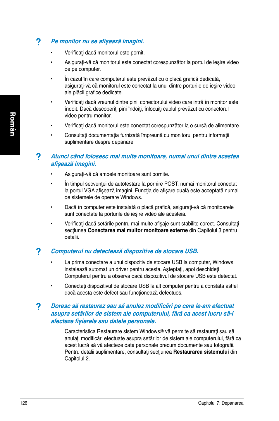 Română | Asus CM1740 User Manual | Page 126 / 198