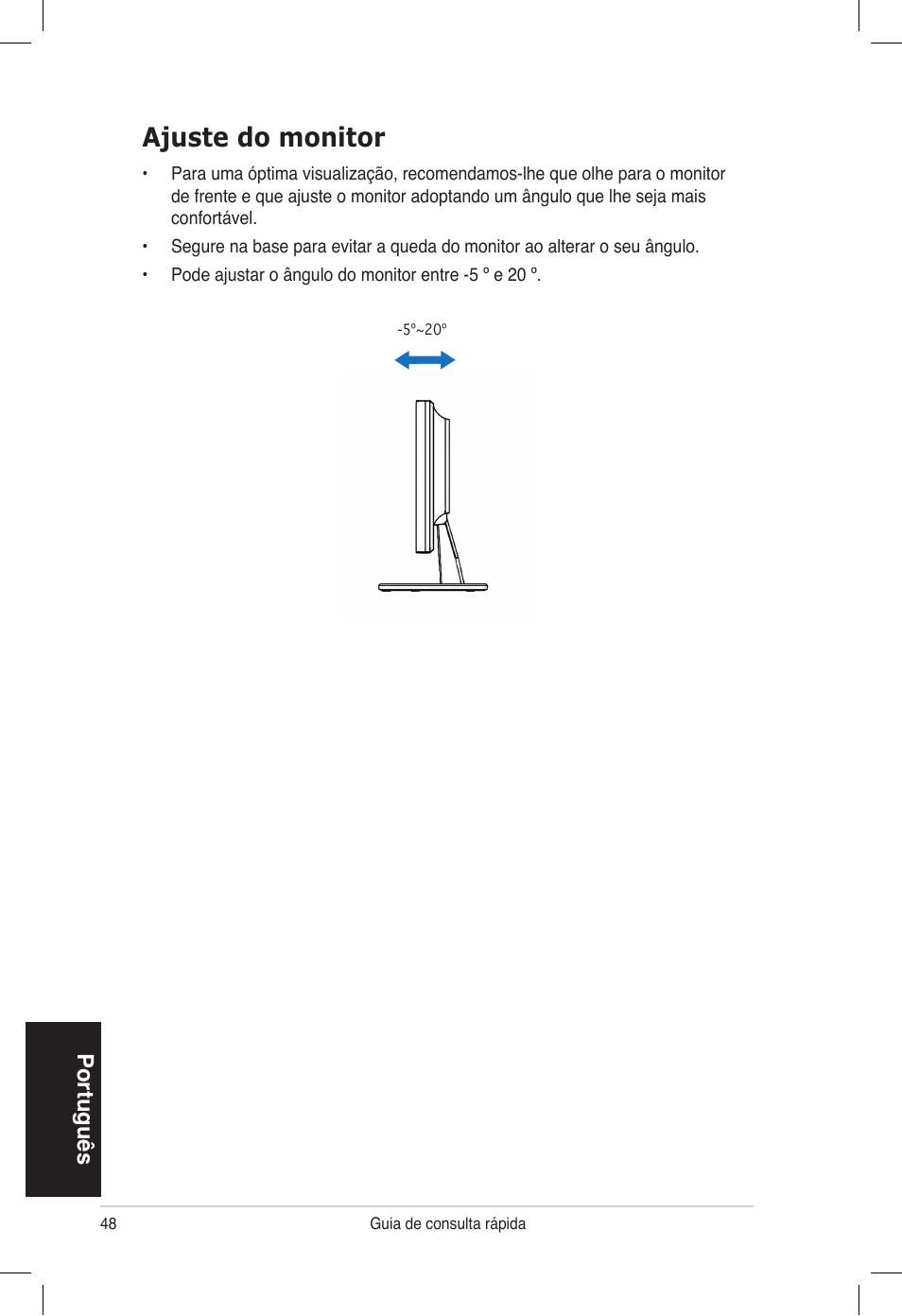 Ajuste do monitor | Asus VB172T User Manual | Page 50 / 102