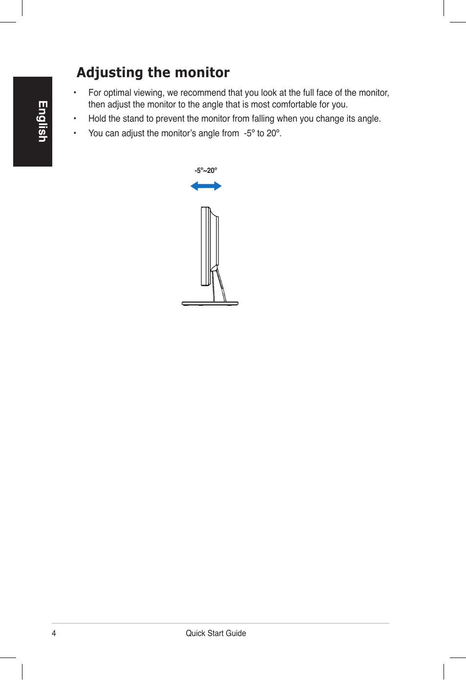 Adjusting the monitor | Asus VB172T User Manual | Page 6 / 102
