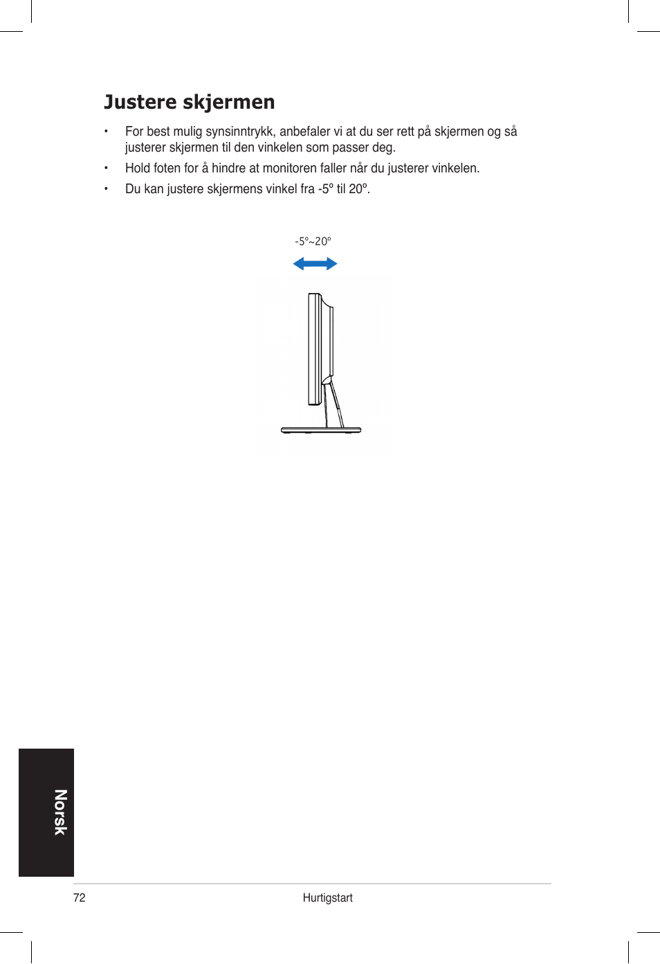Justere skjermen | Asus VB172T User Manual | Page 74 / 102