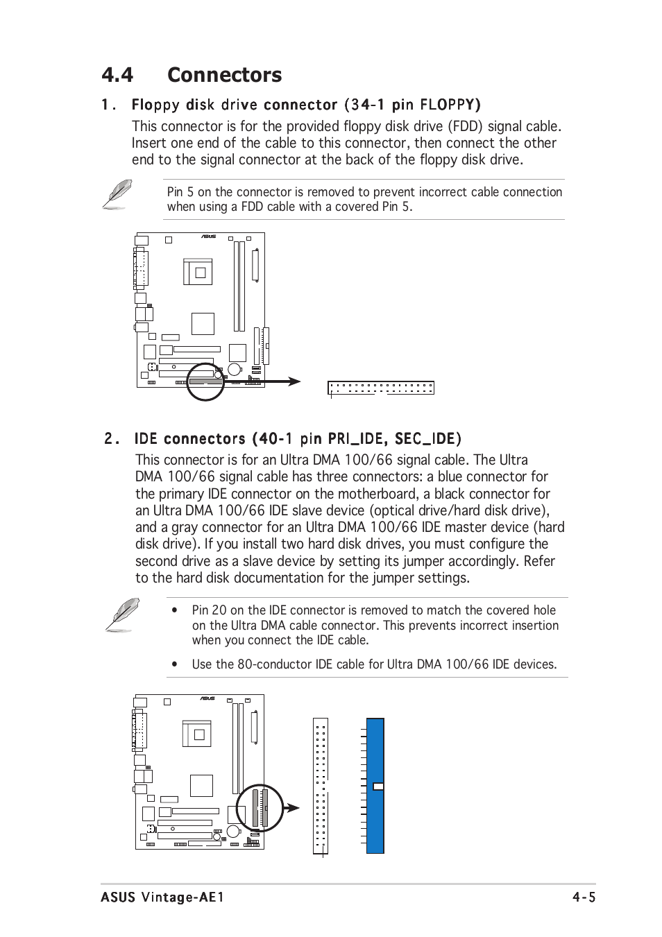 4 connectors | Asus Vintage-AE1 User Manual | Page 53 / 96