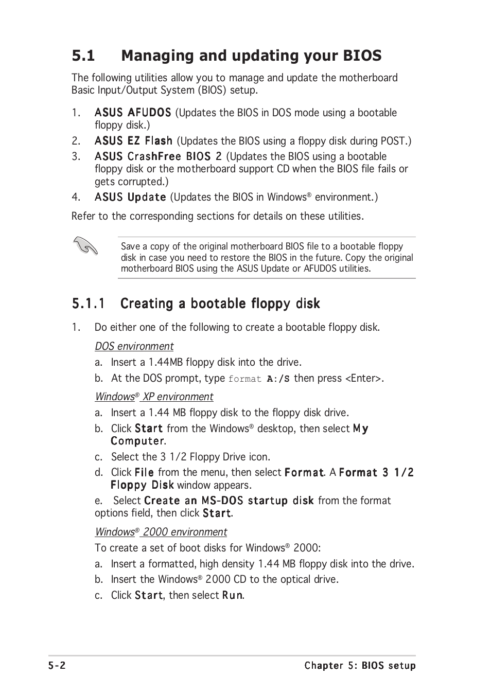 1 managing and updating your bios | Asus Vintage-AE1 User Manual | Page 62 / 96