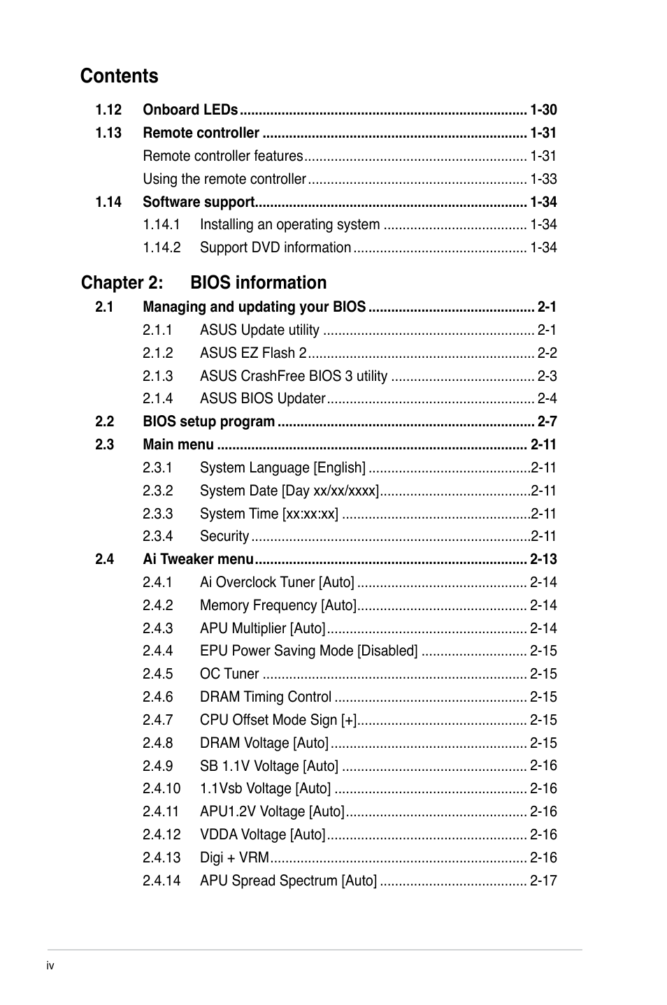 Asus F1A75-I DELUXE User Manual | Page 4 / 76