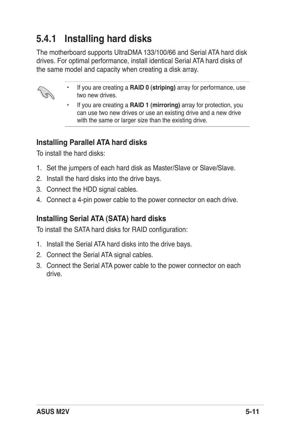 1 installing hard disks | Asus M2V User Manual | Page 107 / 118