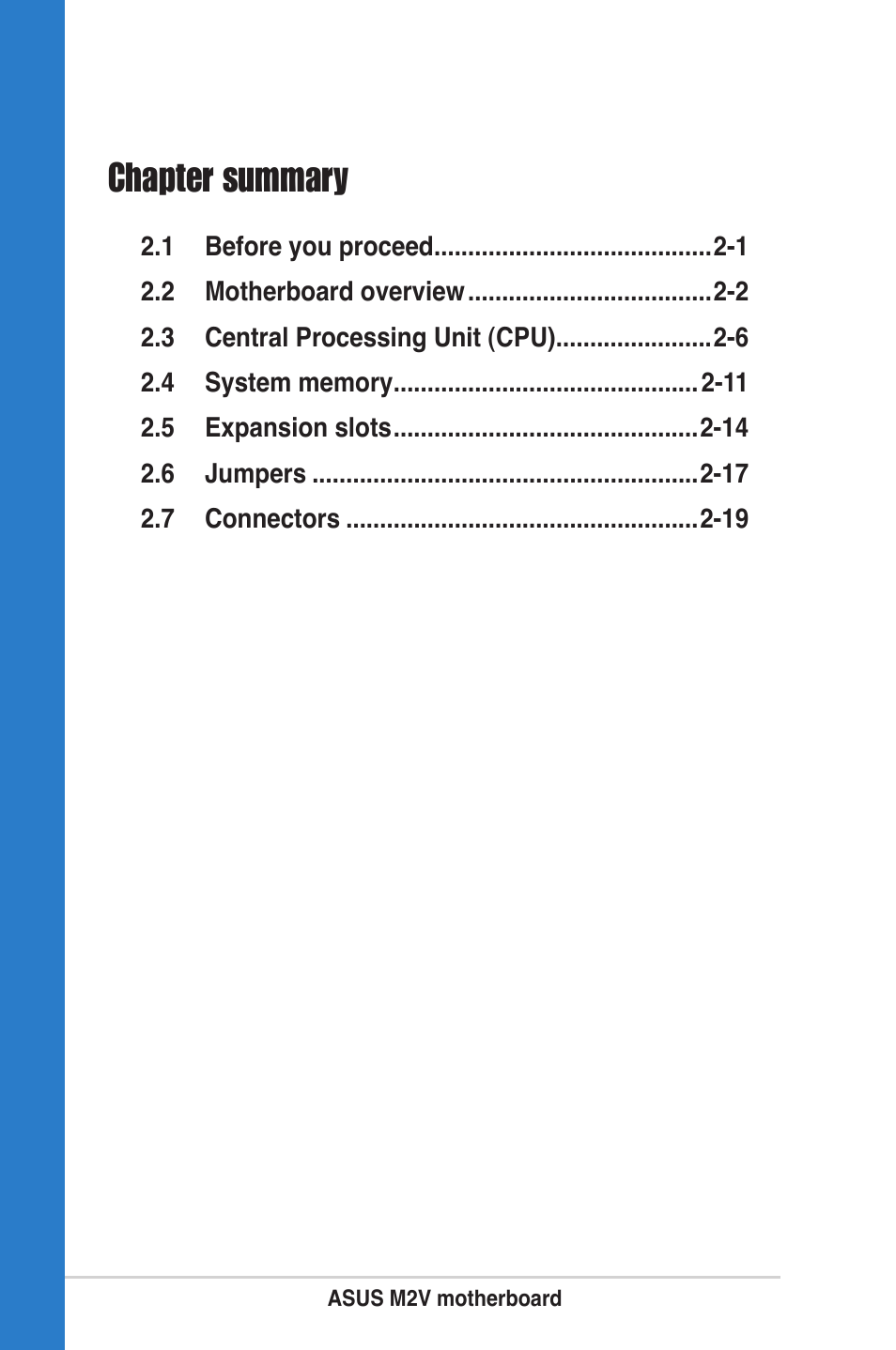 Chapter summary | Asus M2V User Manual | Page 22 / 118