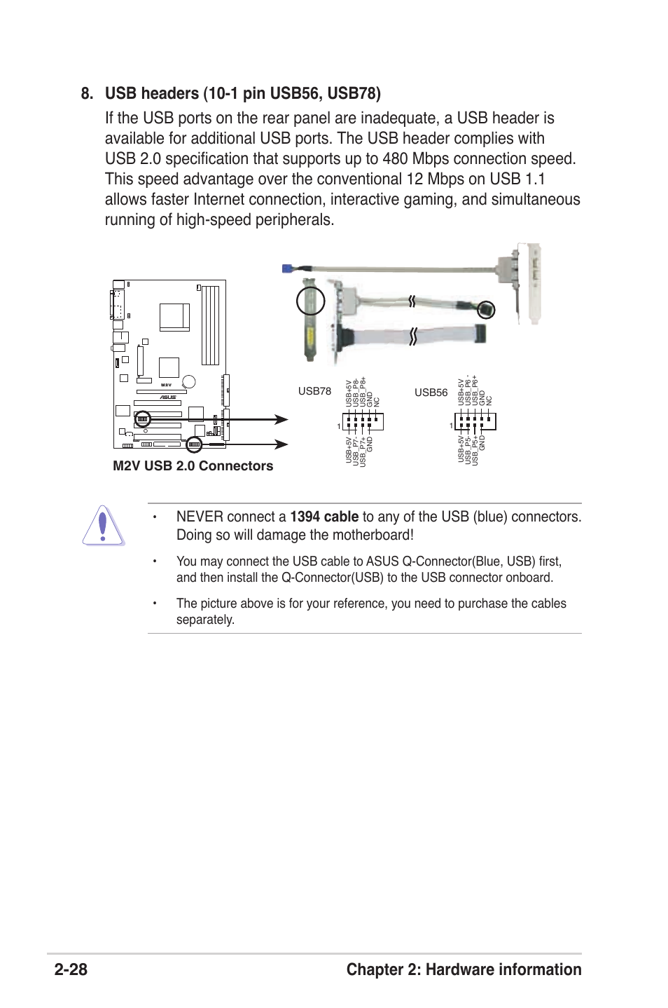 M2v usb 2.0 connectors | Asus M2V User Manual | Page 50 / 118