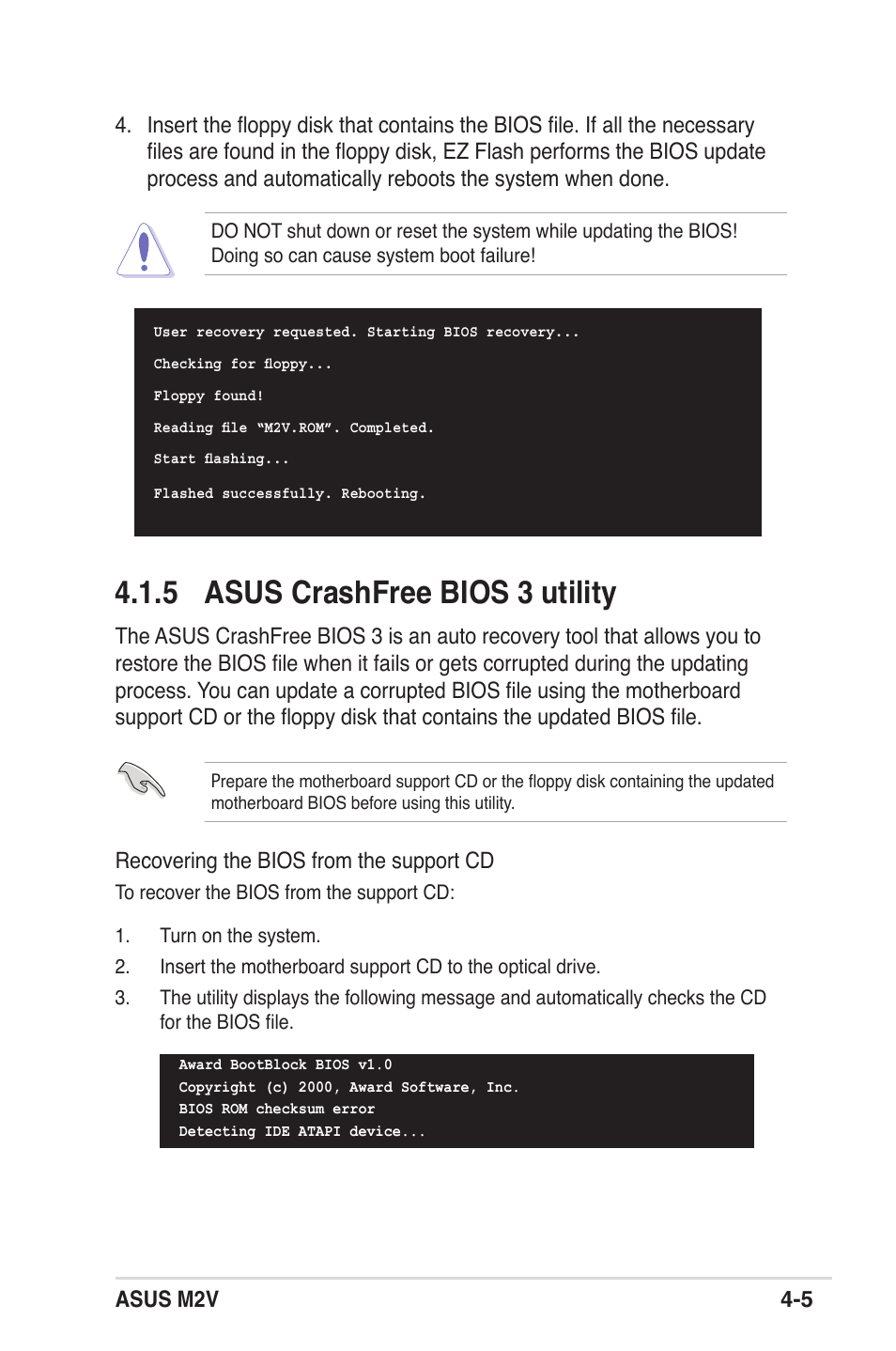 5 asus crashfree bios 3 utility | Asus M2V User Manual | Page 63 / 118