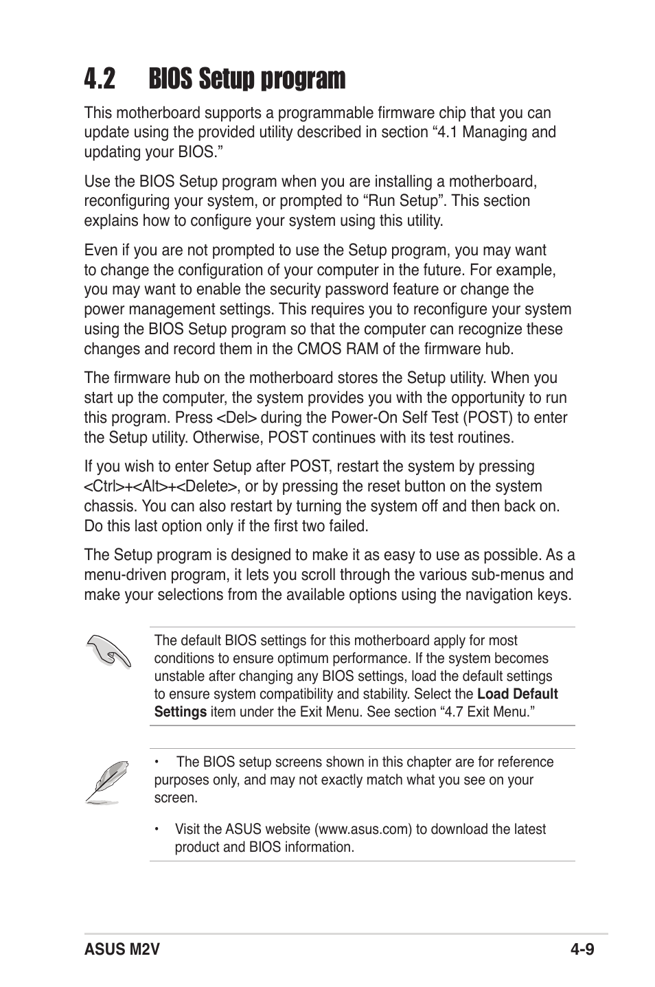 2 bios setup program | Asus M2V User Manual | Page 67 / 118