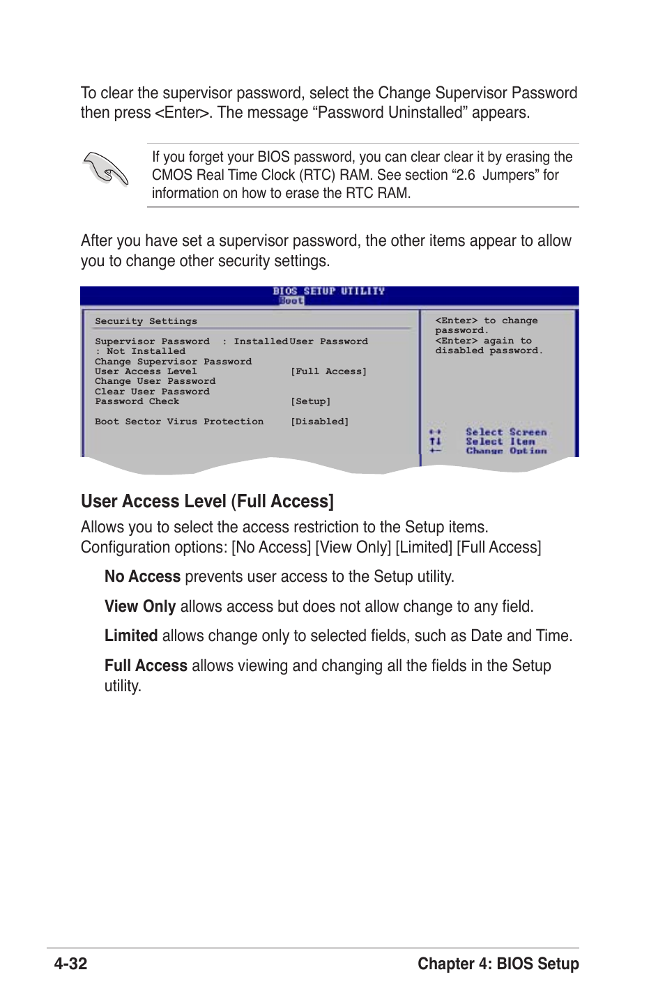 User access level (full access | Asus M2V User Manual | Page 90 / 118