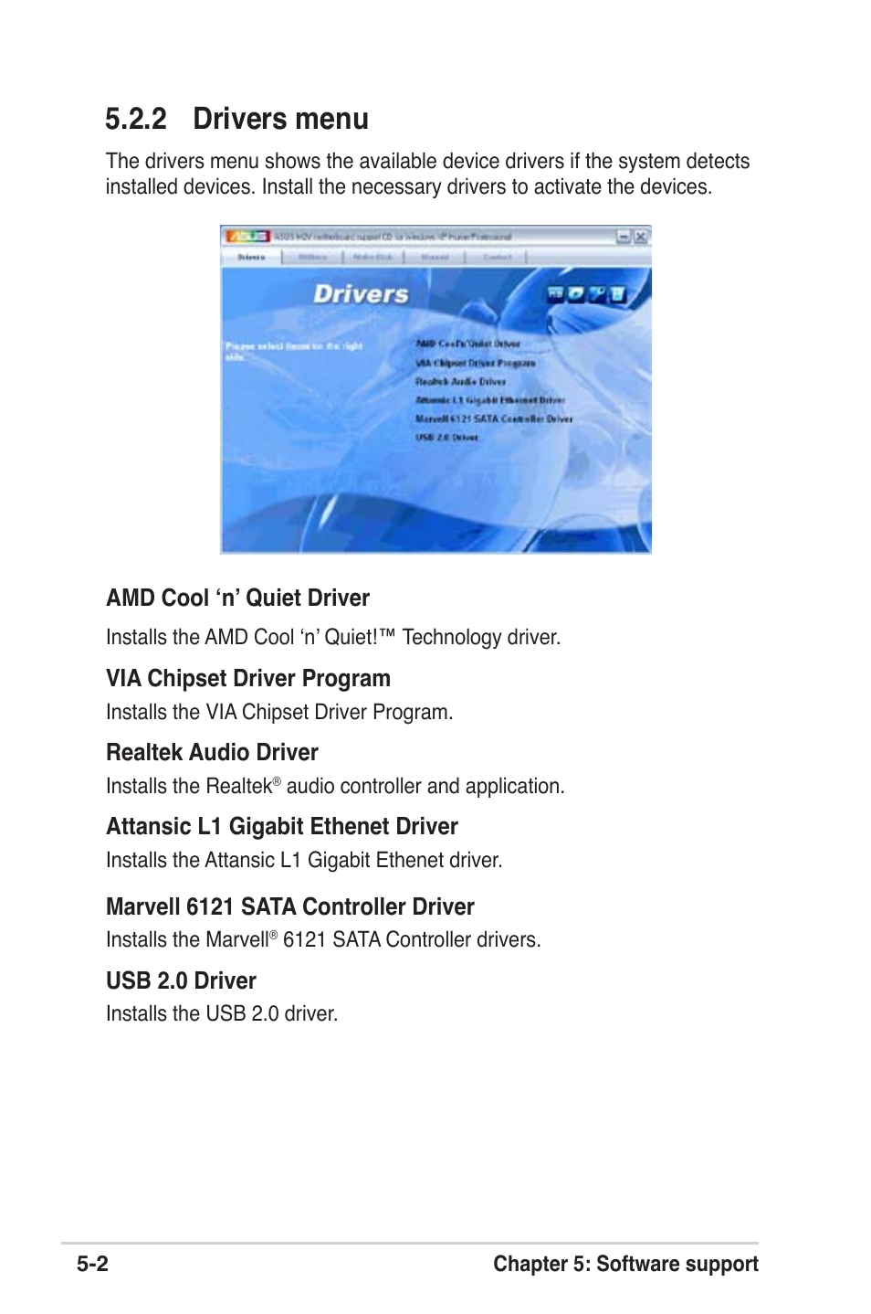 2 drivers menu | Asus M2V User Manual | Page 98 / 118