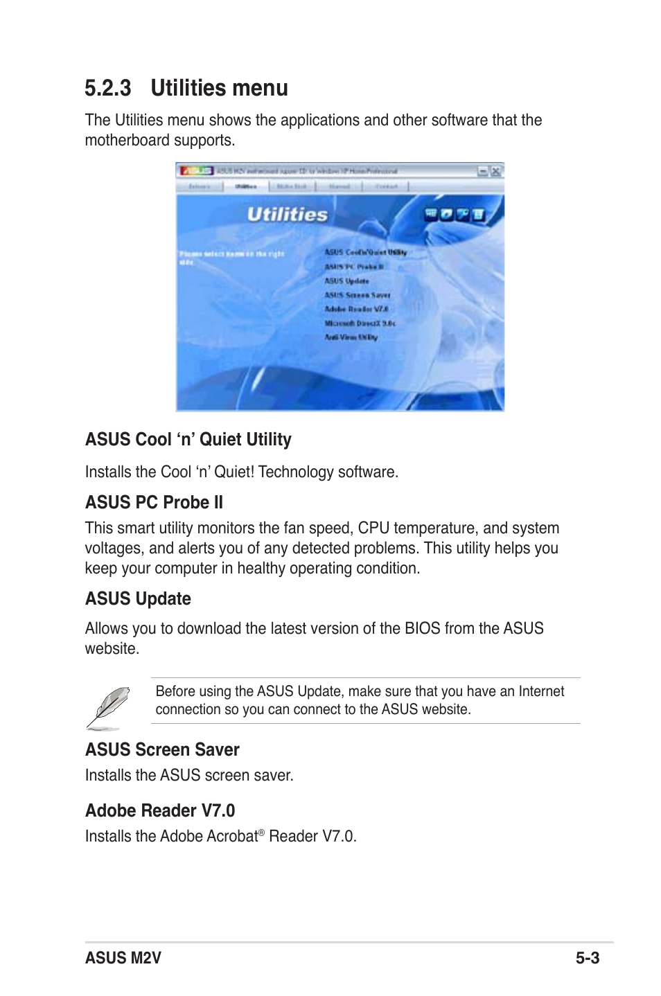 3 utilities menu | Asus M2V User Manual | Page 99 / 118