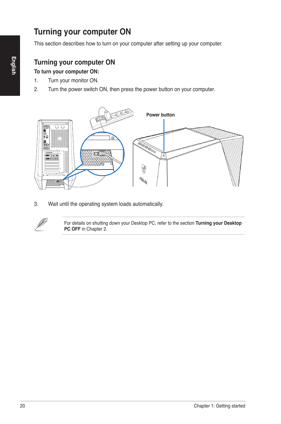 Turning your computer on | Asus G50AB User Manual | Page 20 / 83