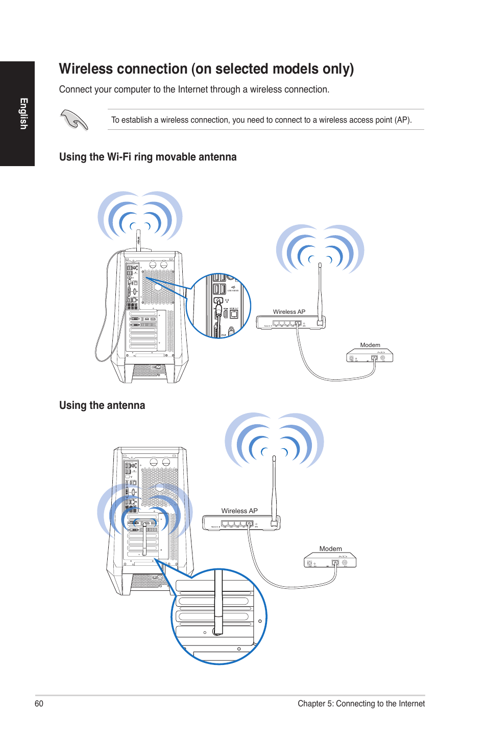 Wireless connection (on selected models only) | Asus G50AB User Manual | Page 60 / 83