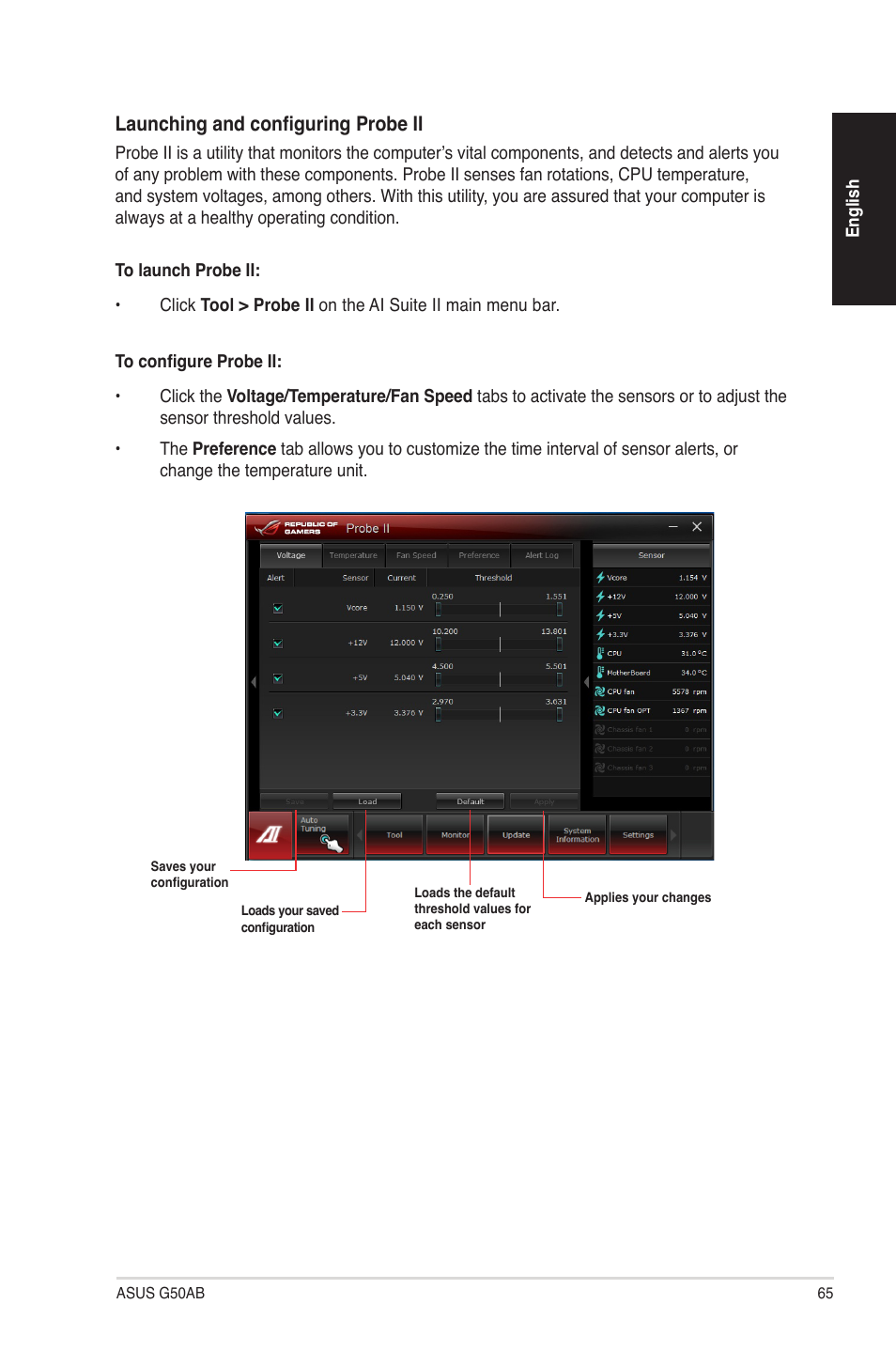 Launching and configuring probe ii | Asus G50AB User Manual | Page 65 / 83