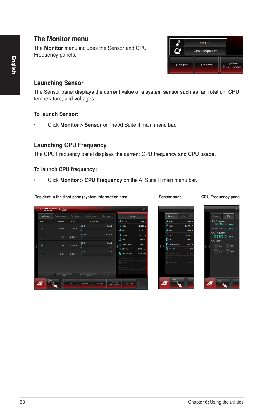 The monitor menu | Asus G50AB User Manual | Page 68 / 83