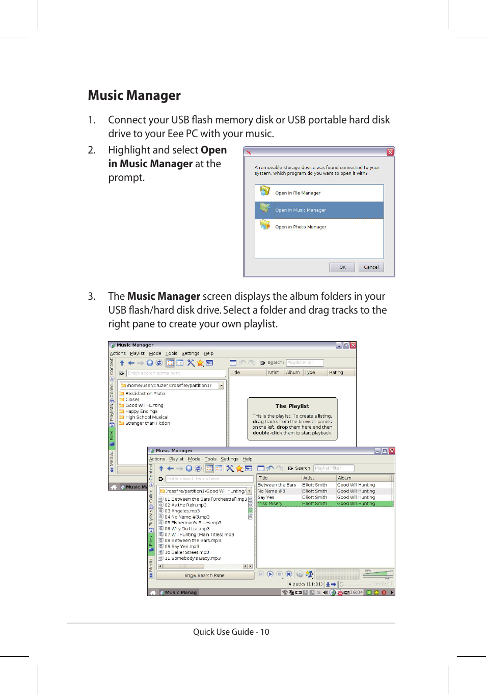 Music manager | Asus Eee PC 900/XP User Manual | Page 10 / 14