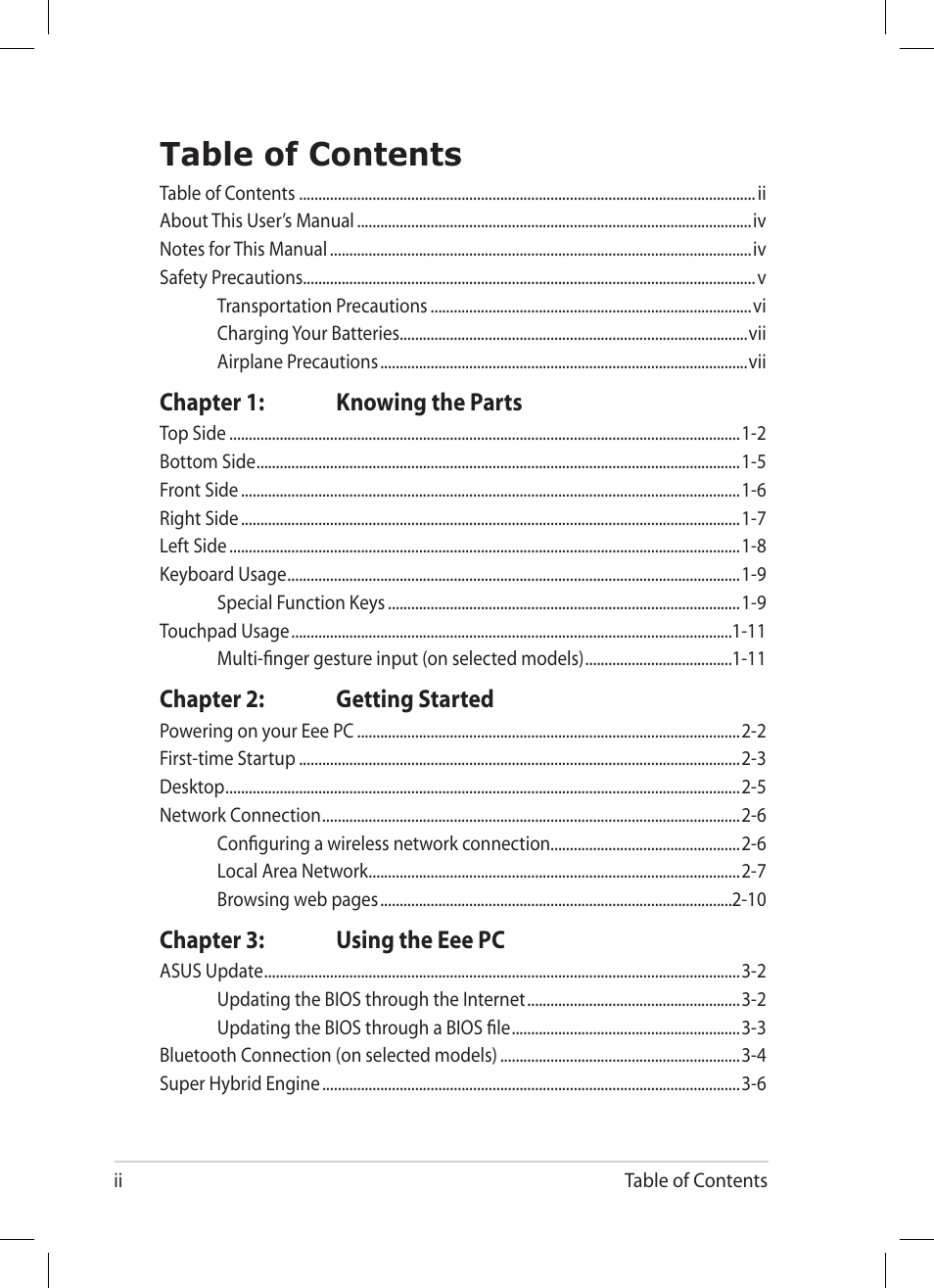 Asus Eee PC 1005PR User Manual | Page 2 / 62