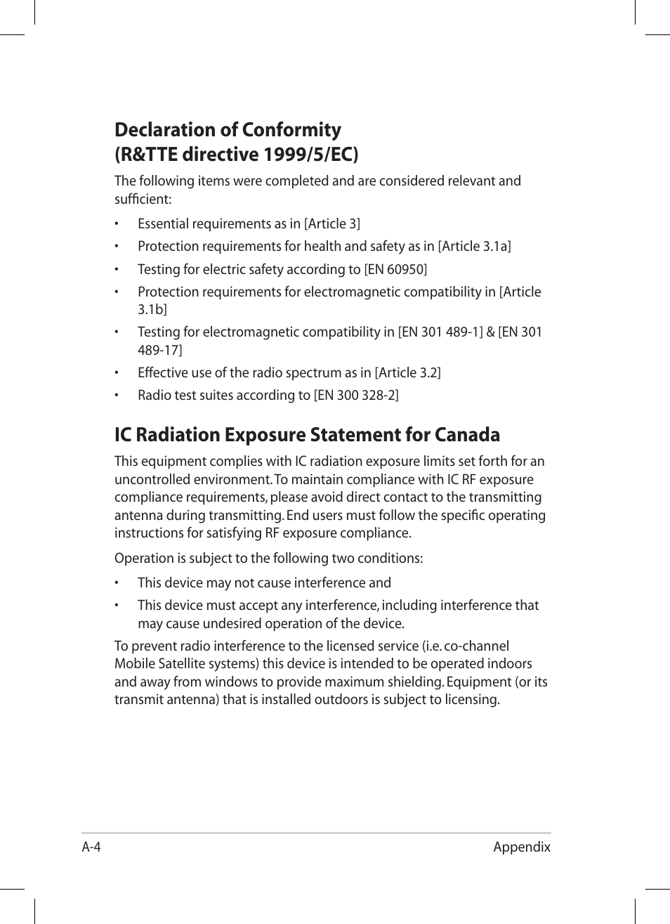 Ic radiation exposure statement for canada | Asus Eee PC 1005PR User Manual | Page 52 / 62