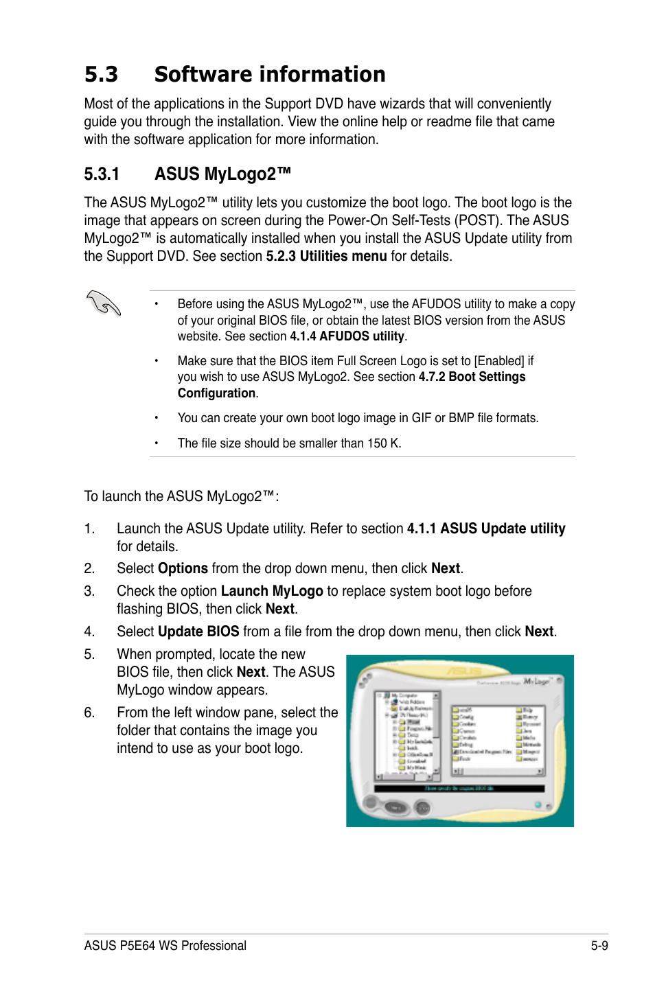 3 software information, 1 asus mylogo2 | Asus P5E64 WS Professional User Manual | Page 123 / 180