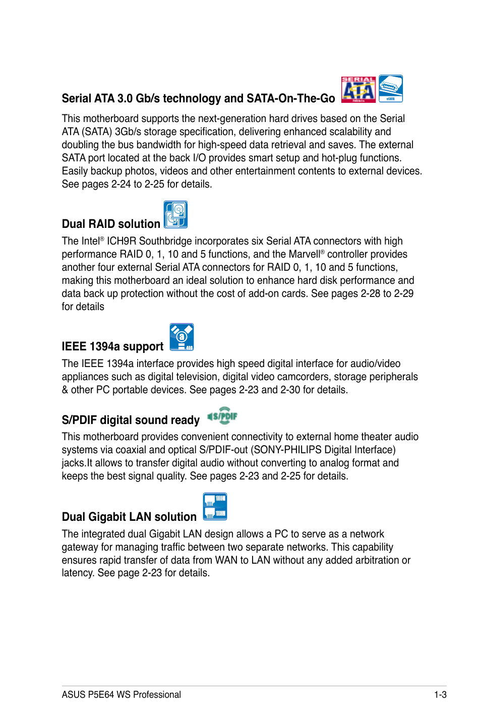Asus P5E64 WS Professional User Manual | Page 19 / 180