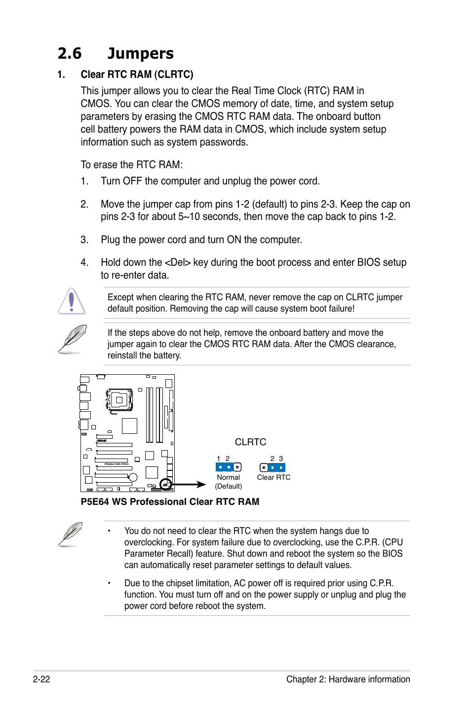 6 jumpers | Asus P5E64 WS Professional User Manual | Page 48 / 180