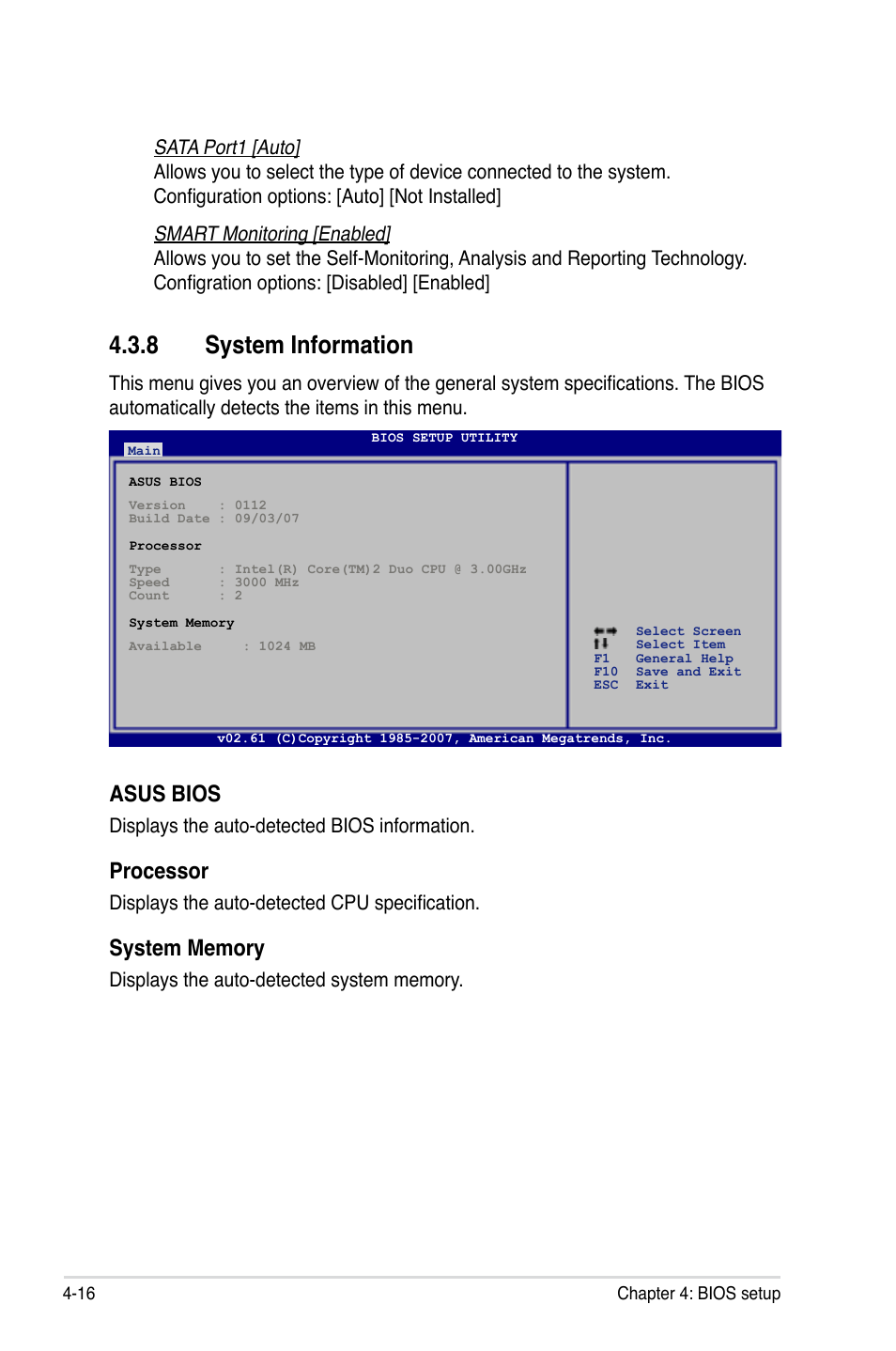 8 system information, Asus bios, Processor | Asus P5E64 WS Professional User Manual | Page 86 / 180