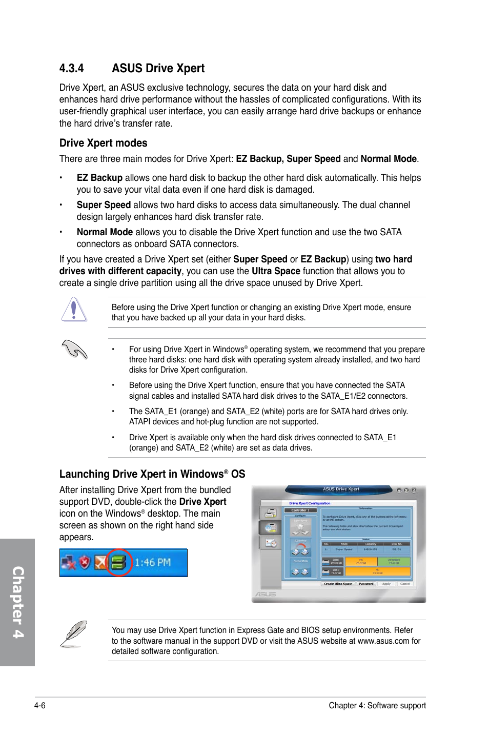 4 asus drive xpert, Asus drive xpert -6, Chapter 4 | Asus Sabertooth 55i User Manual | Page 106 / 124